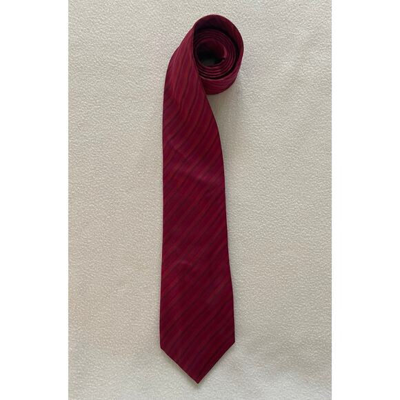 Thomas Pink Tie Vivid Red Striped Luxury Necktie Silk Woven Thick - Picture 1 of 4